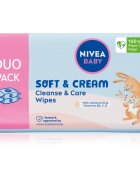 Nivea BABY Soft & Cream нежни мокри кърпички за бебета 2x57 бр.