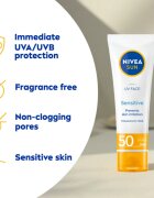 Nivea SUN Sensitive защитен крем за лице за чувствителна кожа на лицето SPF 50 50 мл.