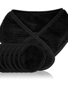 Notino Spa Collection Spa headband and make-up removal pads set комплект за премахване на грим и спа лента за глава Black 7 бр.