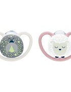 NUK Perfect Match Air Night 6-18 m биберон Firefly/Sheep 2 бр.