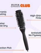 Olivia Garden Club The Glow Blowout Ceramic Round Brush Black кръгла четка за коса S 1 бр.