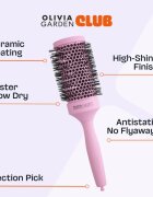 Olivia Garden Club The Glow Blowout Ceramic Round Brush Pink кръгла четка за коса 1 бр.