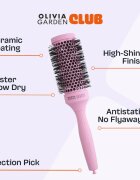 Olivia Garden Club The Glow Blowout Ceramic Round Brush Pink кръгла четка за коса M 1 бр.