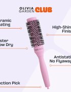 Olivia Garden Club The Glow Blowout Ceramic Round Brush Pink кръгла четка за коса S 1 бр.