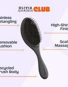 Olivia Garden Club The Reset Detangling&Shine Hairbrush плоска четка с калъфка Black 1 бр.