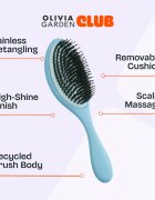 Olivia Garden Club The Reset Detangling&Shine Hairbrush плоска четка с калъфка Blue 1 бр.