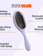 Olivia Garden Club The Reset Detangling&Shine Hairbrush плоска четка с калъфка Lilac 1 бр.
