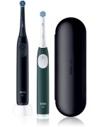 Oral-B iO2 Clean & Gentle електрическа четка за зъби с калъфка ДУО ОПАКОВКА Matt Black & Forest Green