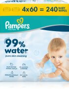 Pampers 99% Water Baby Wipes мокри почистващи кърпички за деца 4x60 бр.