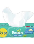 Pampers Fresh Clean мокри почистващи кърпички за деца за чувствителна кожа 4x80 бр.