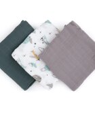 Petite&Mars Moussy пелени от плат Grey Planes 68 x 68 cm 3 бр.