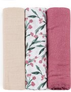Petite&Mars Moussy пелени от плат Pink Meadow 68 x 68 cm 3 бр.