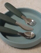 Petite&Mars Take&Match Stainless Steel Cutlery Set прибор за деца Frosted Sky 12m+ 3 бр.