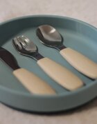 Petite&Mars Take&Match Stainless Steel Cutlery Set прибор за деца Velvet Latte 12m+ 3 бр.