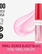 Rimmel Thrill Seeker Glassy Gloss блясък за устни за по-голям обем цвят 100 Coco Suga 10 мл.