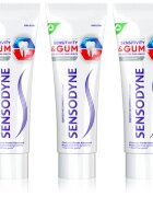 Sensodyne Sensitivity & Gum Whitening избелваща паста за зъби за защита на зъбите и венците 3x75 мл.