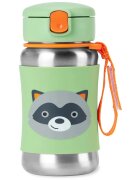 Skip Hop Spark Style Straw Bottle неръждаема бутилка за вода със сламка Racoon 12 m+ 1 бр.