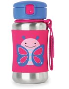 Skip Hop Zoo Straw Bottle неръждаема бутилка за вода със сламка Butterfly 12 m+ 1 бр.