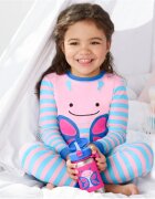 Skip Hop Zoo Straw Bottle неръждаема бутилка за вода със сламка Butterfly 12 m+ 1 бр.