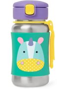 Skip Hop Zoo Straw Bottle неръждаема бутилка за вода със сламка Unicorn 12 m+ 1 бр.