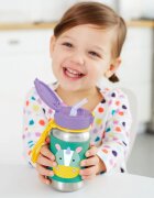 Skip Hop Zoo Straw Bottle неръждаема бутилка за вода със сламка Unicorn 12 m+ 1 бр.