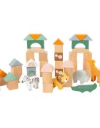 Small foot Wooden Building Blocks Safari играчка за подреждане от дърво 12 m+ 50 бр.