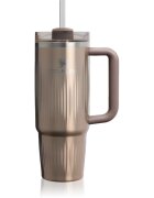 Stanley Quencher H2.O FlowState™ Fluted Tumbler неръждаема термочаша със сламка средни Pale Gold Shine 1 бр.