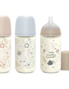 Suavinex Wonderland SX Pro Physiological Anti-Colic Glass стъклено бебешко шише M Medium Flow 3 m+ Liberty Blue 1 бр.