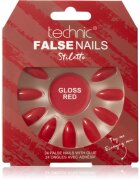 Technic Cosmetics False Nails Stiletto Изкуствени нокти Gloss Red 24 бр.
