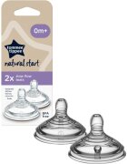 Tommee Tippee Natural Start Anti-Colic Teat биберон за шише Slow Flow 0m+ 2 бр.