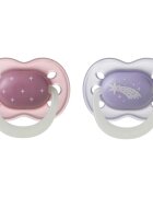 Tommee Tippee NightGlow Soother 0-6m биберон Girl 2 бр.