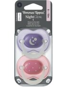 Tommee Tippee NightGlow Soother 6-18m биберон Girl 2 бр.