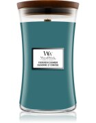 Woodwick Evergreen Cashmere ароматна свещ с дървен фитил 610 гр.