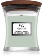 Woodwick Sagewood & Seagrass ароматна свещ с дървен фитил 85 гр.