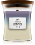 Woodwick Trilogy Calming Retreat ароматна свещ с дървен фитил 275 гр.