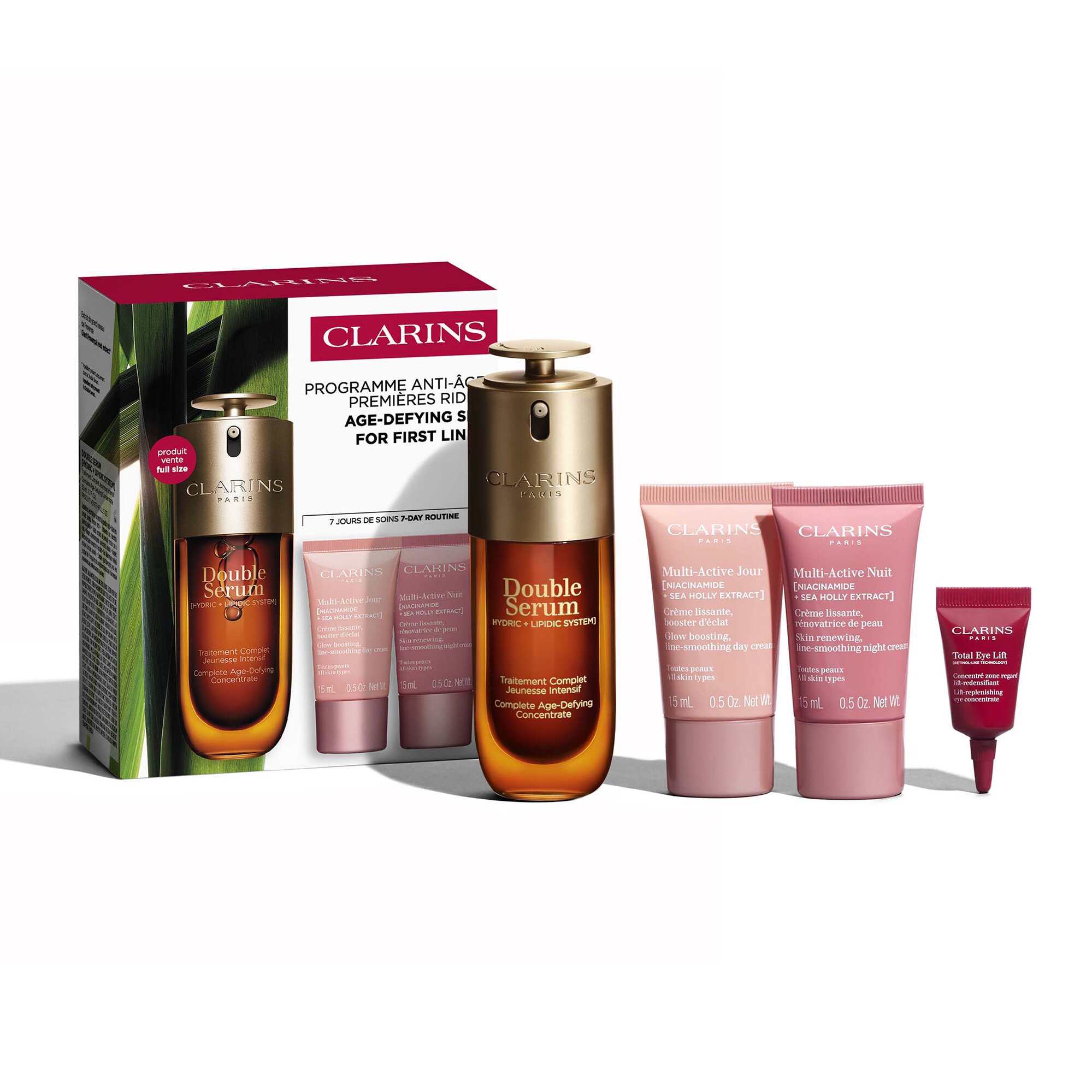 Clarins КОМПЛЕКТ Double Serum & Multi-Active. Youthfulness programme.