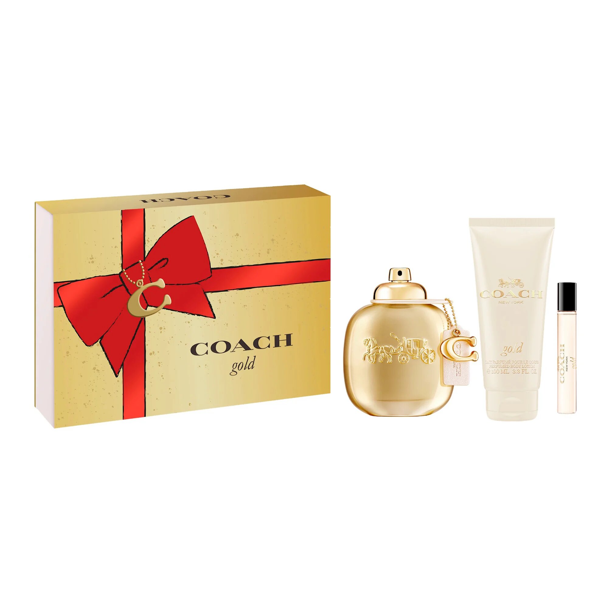 Coach КОМПЛЕКТ Woman Gold Parfum + Travel Spray + Body Lotion