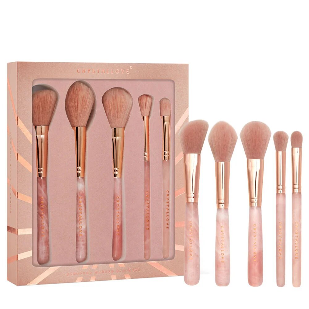 Crystallove КОМПЛЕКТ Rose Quartz Makeup Brushes Set