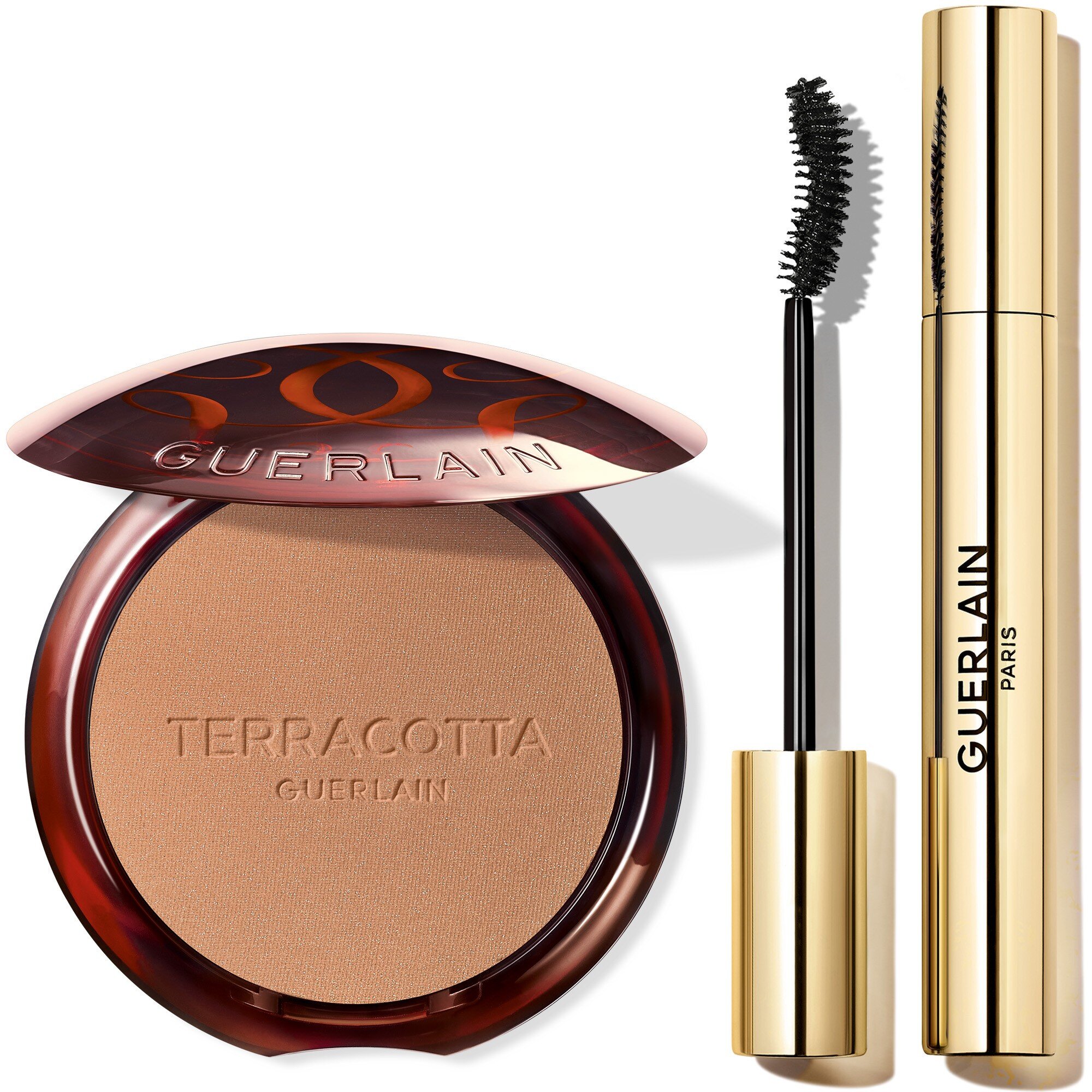 Guerlain КОМПЛЕКТ The Terracotta X Noir G Set The Bronzing Powder & 24H Intense Volume Curl Mascara The Must-Have Duo For A Bronzed Glow