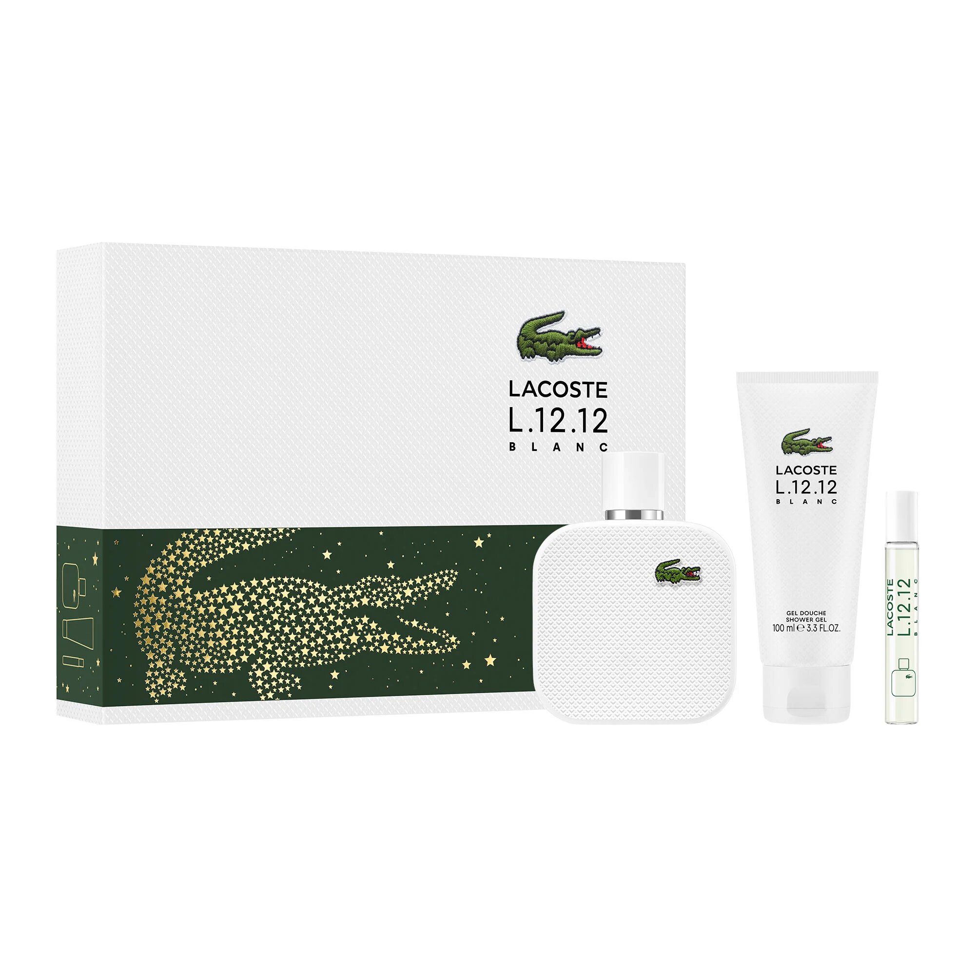 Lacoste КОМПЛЕКТ L.12.12 Blanc Eau De Toilette + Travel Spray + Shower Gel