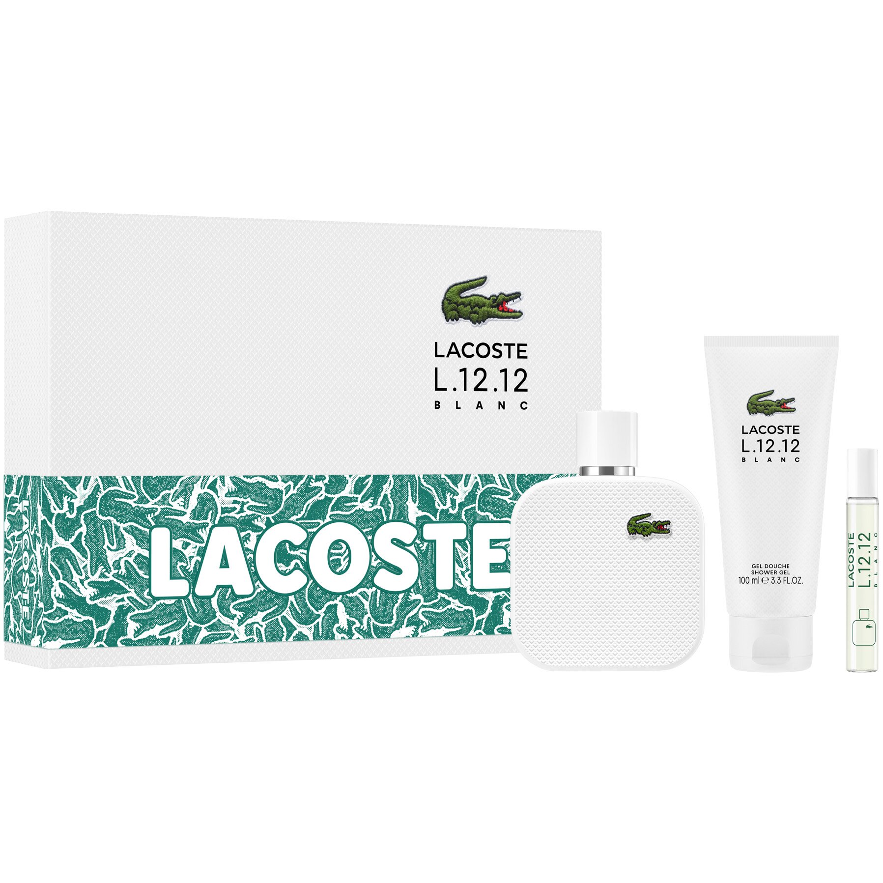 Lacoste КОМПЛЕКТ L.12.12 Blanc Eau De Toilette + Travel Spray + Shower Gel