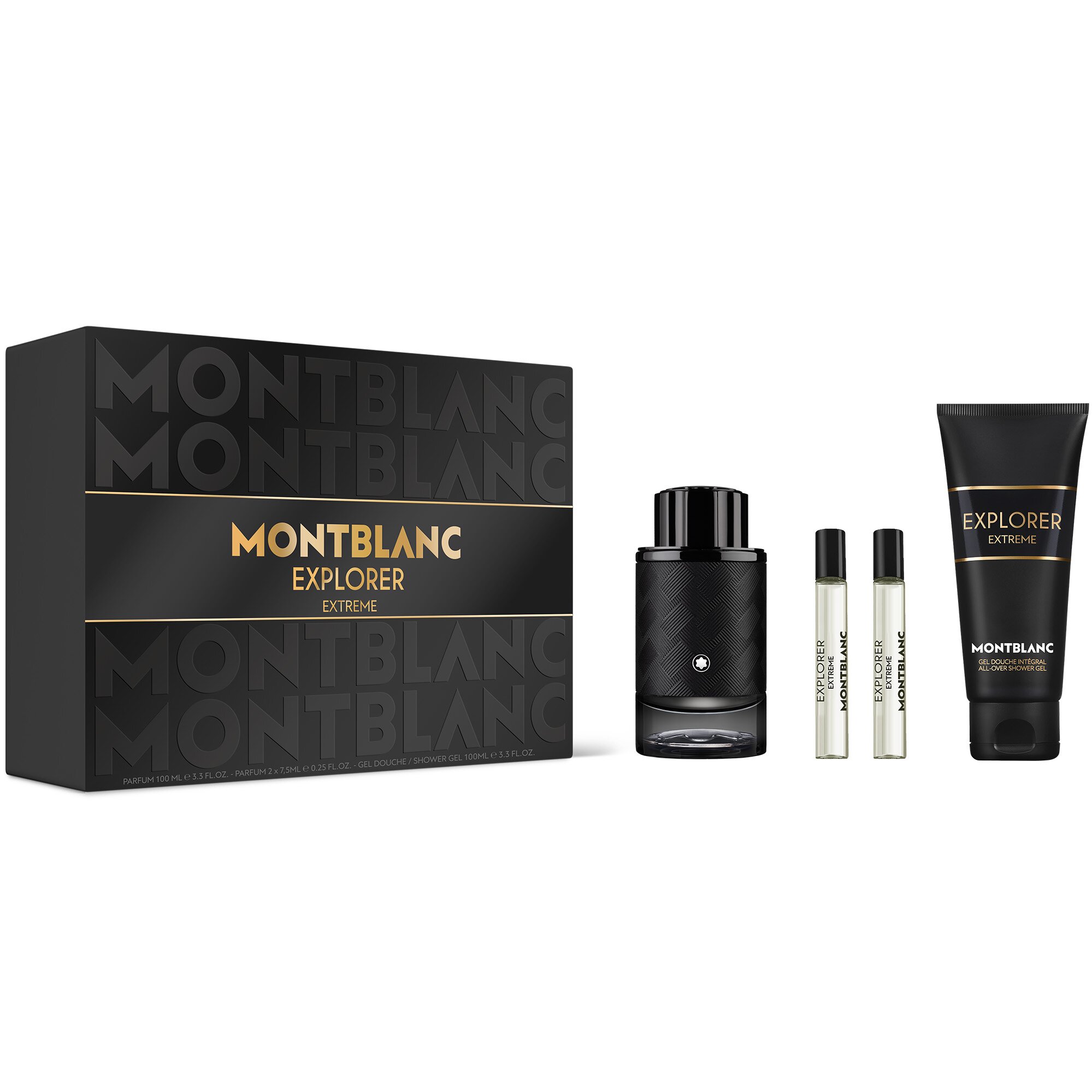 Montblanc КОМПЛЕКТ Explorer Extreme Parfum + Travel Spray Parfum X2 + Shower Gel