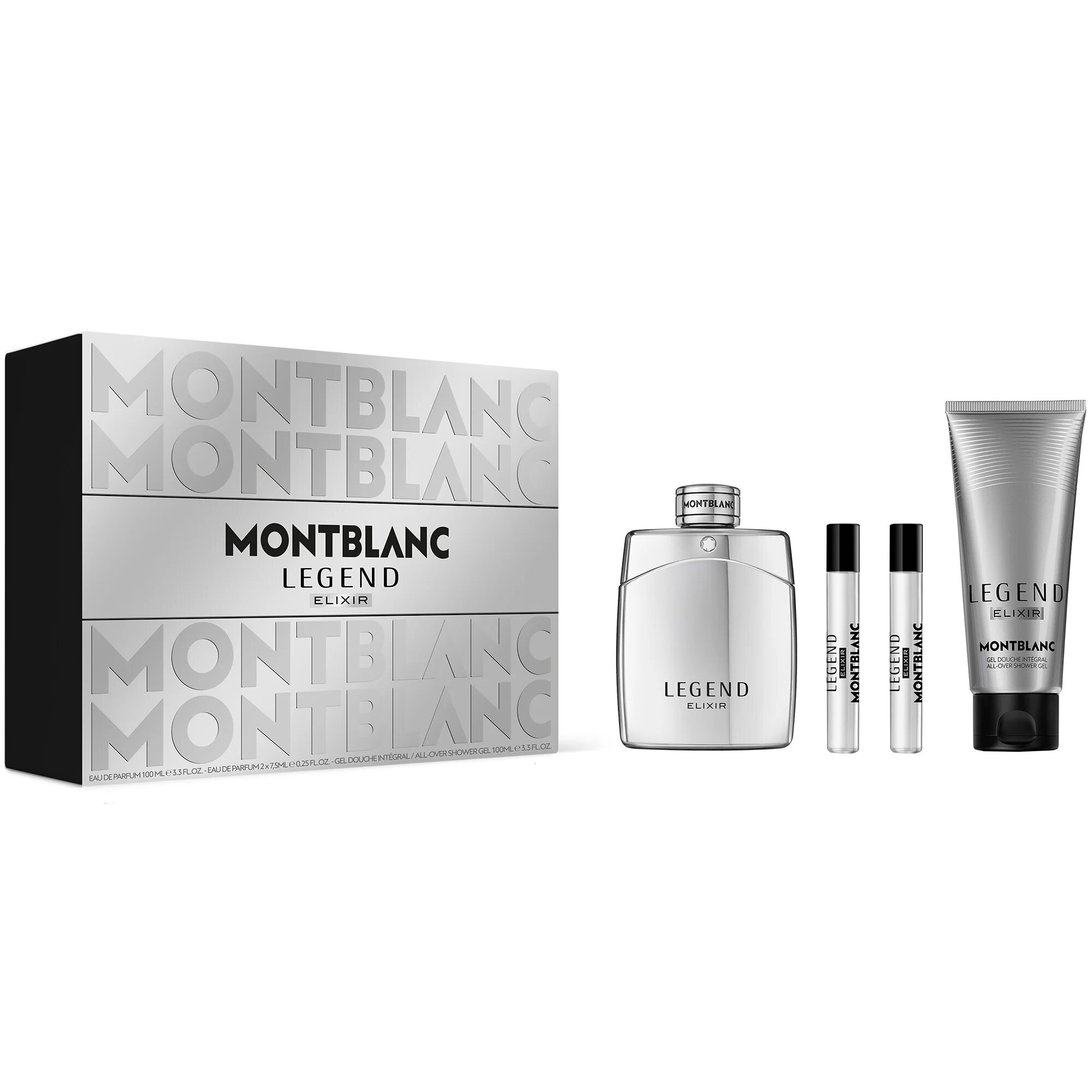 Montblanc КОМПЛЕКТ Legend Elixir Parfum + Travel Spray Parfumx2 + Shower Gel