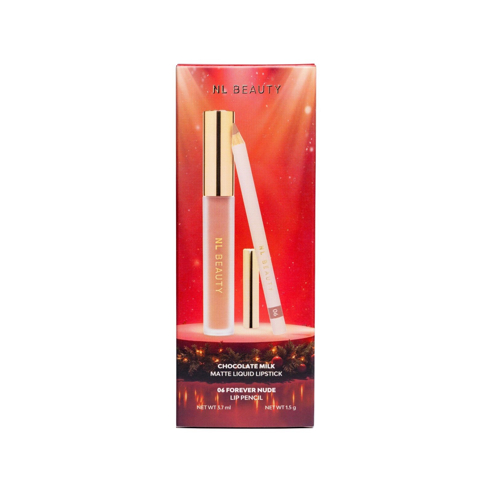 NL Beauty КОМПЛЕКТ Lip Kit Christmas Lip Pencil 06 + Matte Lipstick Chocolate Milk