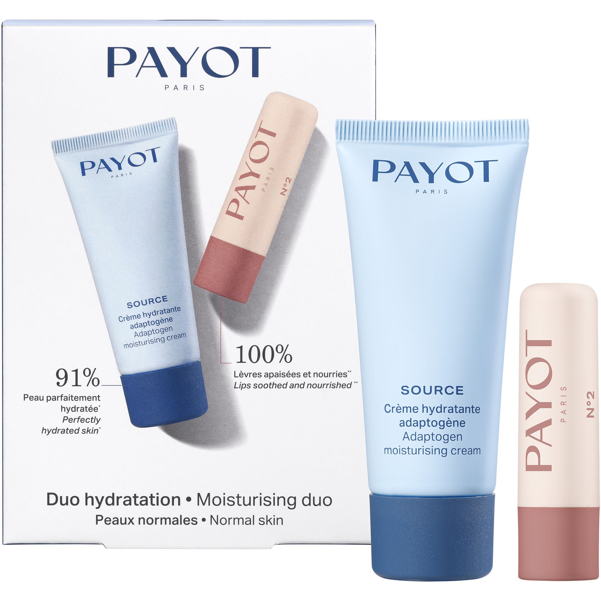 Payot КОМПЛЕКТ Source Crème Hydratante Adaptogène & N°2 Stick Lèvres