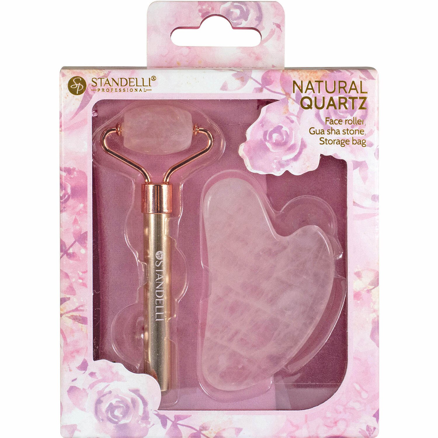 STANDELLI КОМПЛЕКТ Rose Quartz Face Roller&Guasha Stone