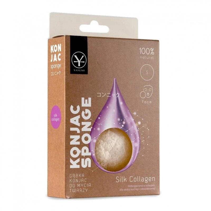 Yasumi Konjac Sponge Face Wash With Silk Collagen For Skin With Signs Of Aging