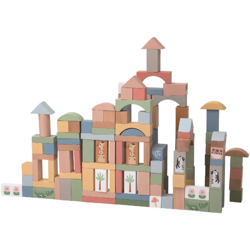 2Kids Toys Safari Animal Blocks играчка за подреждане от дърво 12m+ 120 бр.