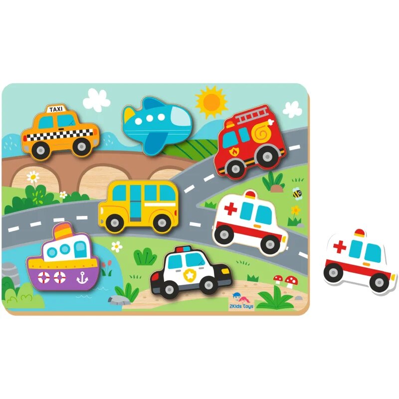 2Kids Toys Shape Puzzles играчка сортер Traffic 12m+ 8 бр.