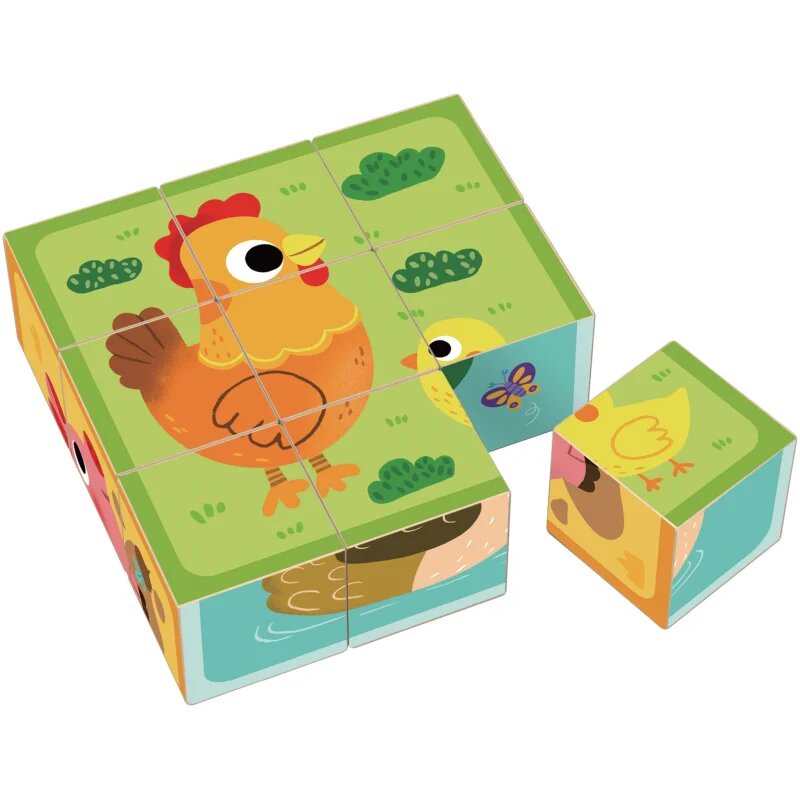 2Kids Toys Wooden Blocks Farm кубчета от дърво 12 m+ 9 бр.